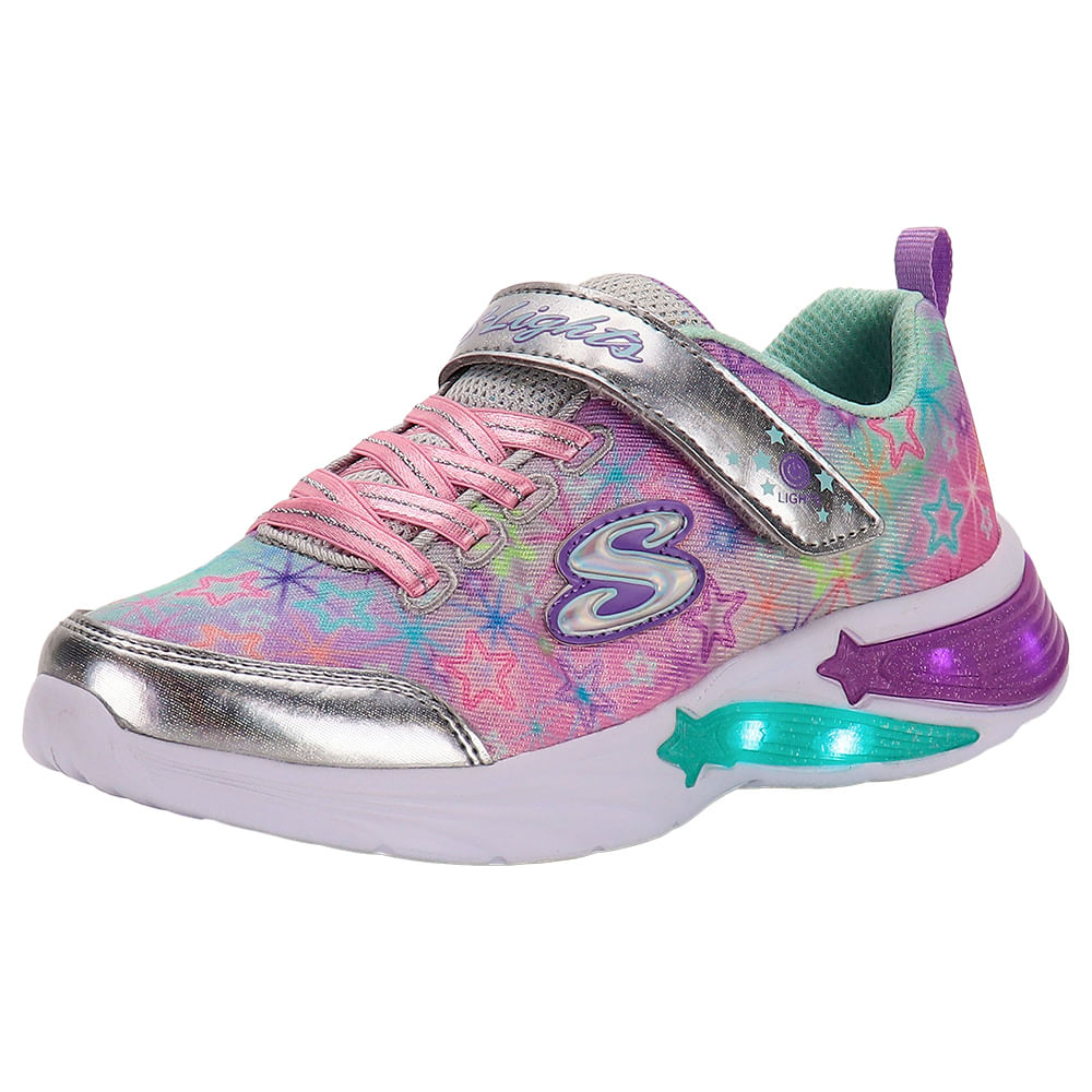 Tênis Infantil S Lights Star Sparks Skechers - 302324 CINZA/LILAS