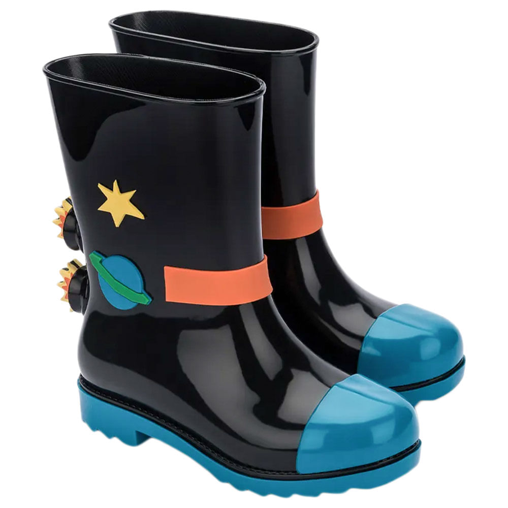 Mini Melissa Rain Boot + Fábula 33677 PRETO/AZUL